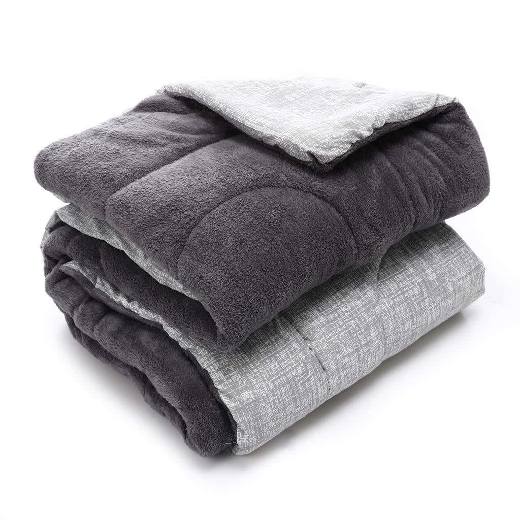 Double Face Linen Sleep Winter Quilt, Microfiber, 220x235 cm - Grey