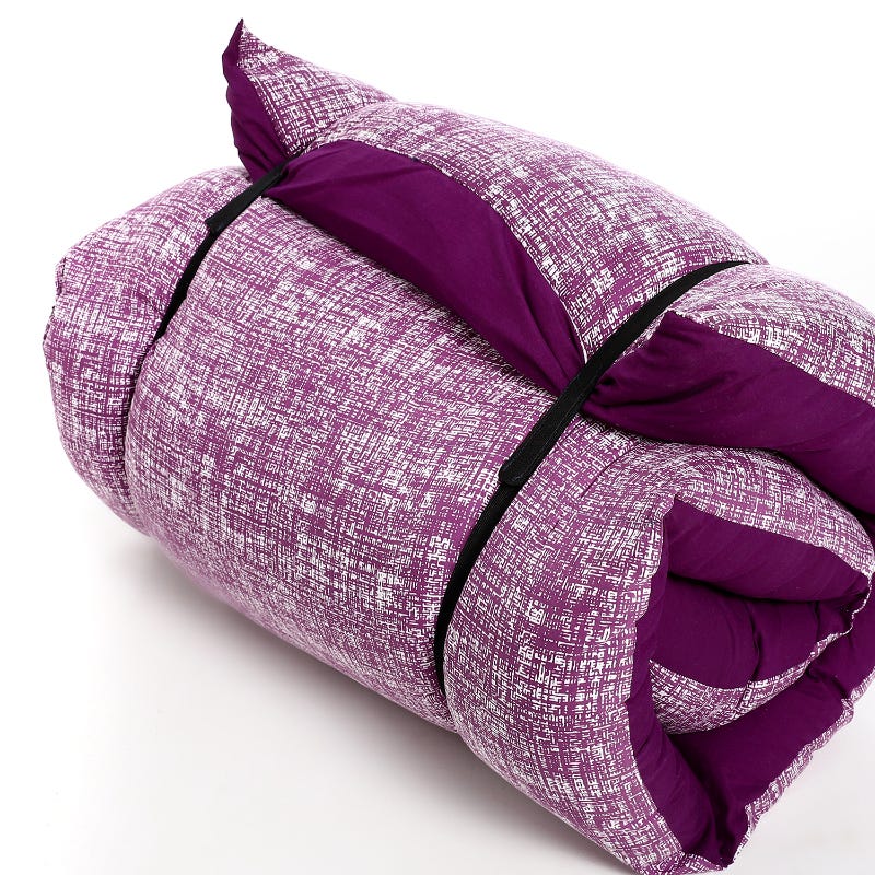 Snooz Microfiber Foldable Floor Mattress, 90 x 230 cm - Purple Maze Design