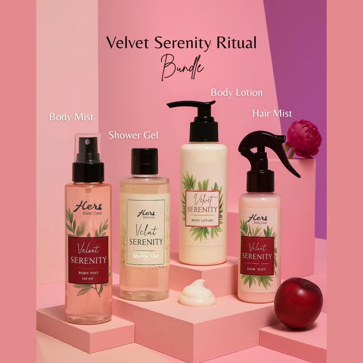 Velvet Serenity Ritual Set , Body Lotion , Shower Gel , Body Mist , Hair Mist