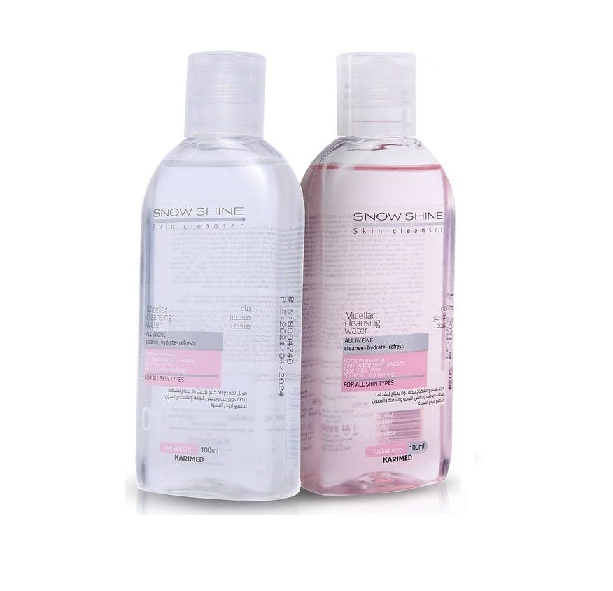 Snow Shine Micellar Water Makeup Remover, 100ML, 2 Pieces