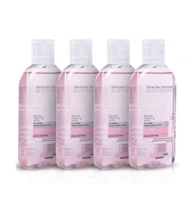 Snow Shine Micellar Water Makeup Remover, 100ML, 4 Pieces