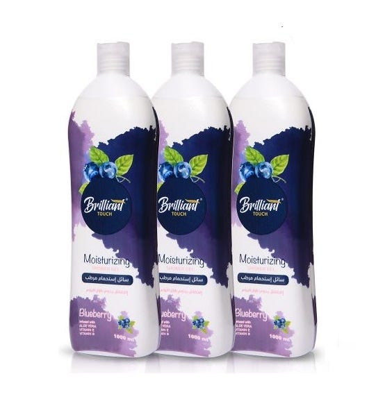 Brilliant Touch Shower Gel, Blueberry Scent, 1 Liter, 3 Pieces