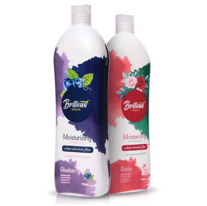 Brilliant Touch Shower Gel, Blueberry & Rose Scent, 1 Liter, 2 Pieces