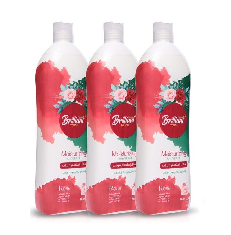 Brilliant Touch Shower Gel, Rose Scent, 1 Liter, 3 Pieces