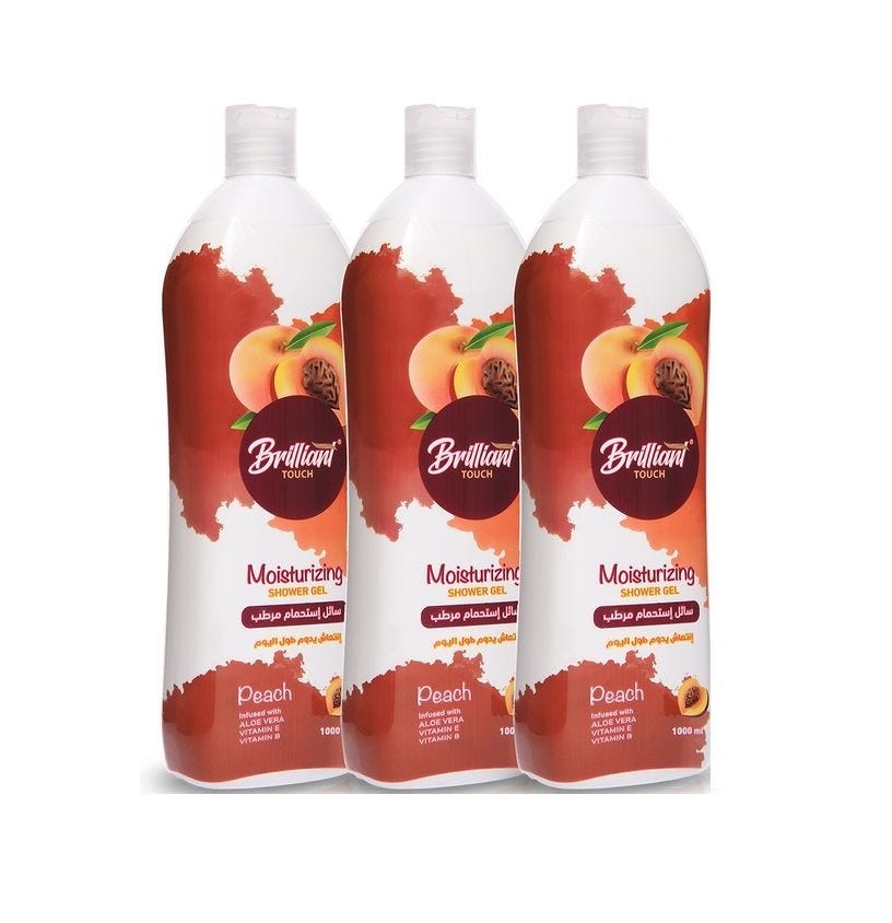 Brilliant Touch Shower Gel, Peach Scent, 1 Liter, 3 Pieces