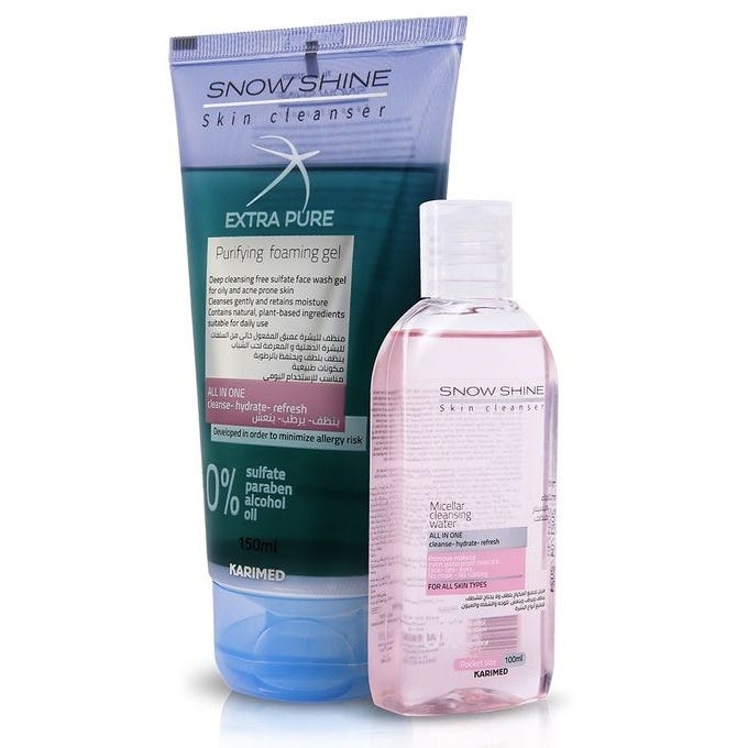 Snow Shine Free Sulfate Face Wash Gel For Oily Skin, 150 ML, With Micellar Water, 100ML