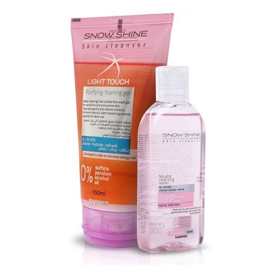 Snow Shine Free Sulfate Face Wash Gel For Sensitive Skin, 150 ML - With Micellar Water, 100ML