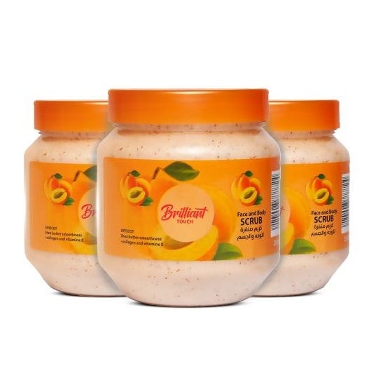 Brilliant Touch Face & body Apricot Scrub, 250ml, 3 Pieces