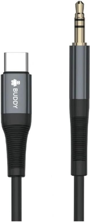 Buddy AU50 Charging Cable, Type-C to 3.5mm Audio Jack, 1 Meter - Black