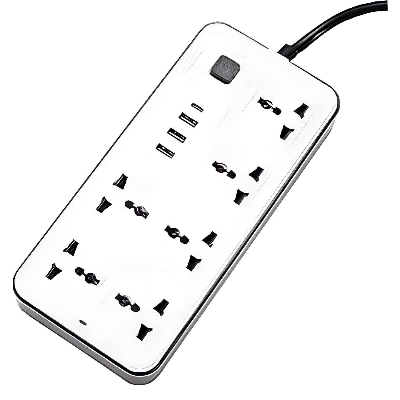Power Strip 634, 6 Ports, 3 USB, 1 Type C, 2m Cable - White
