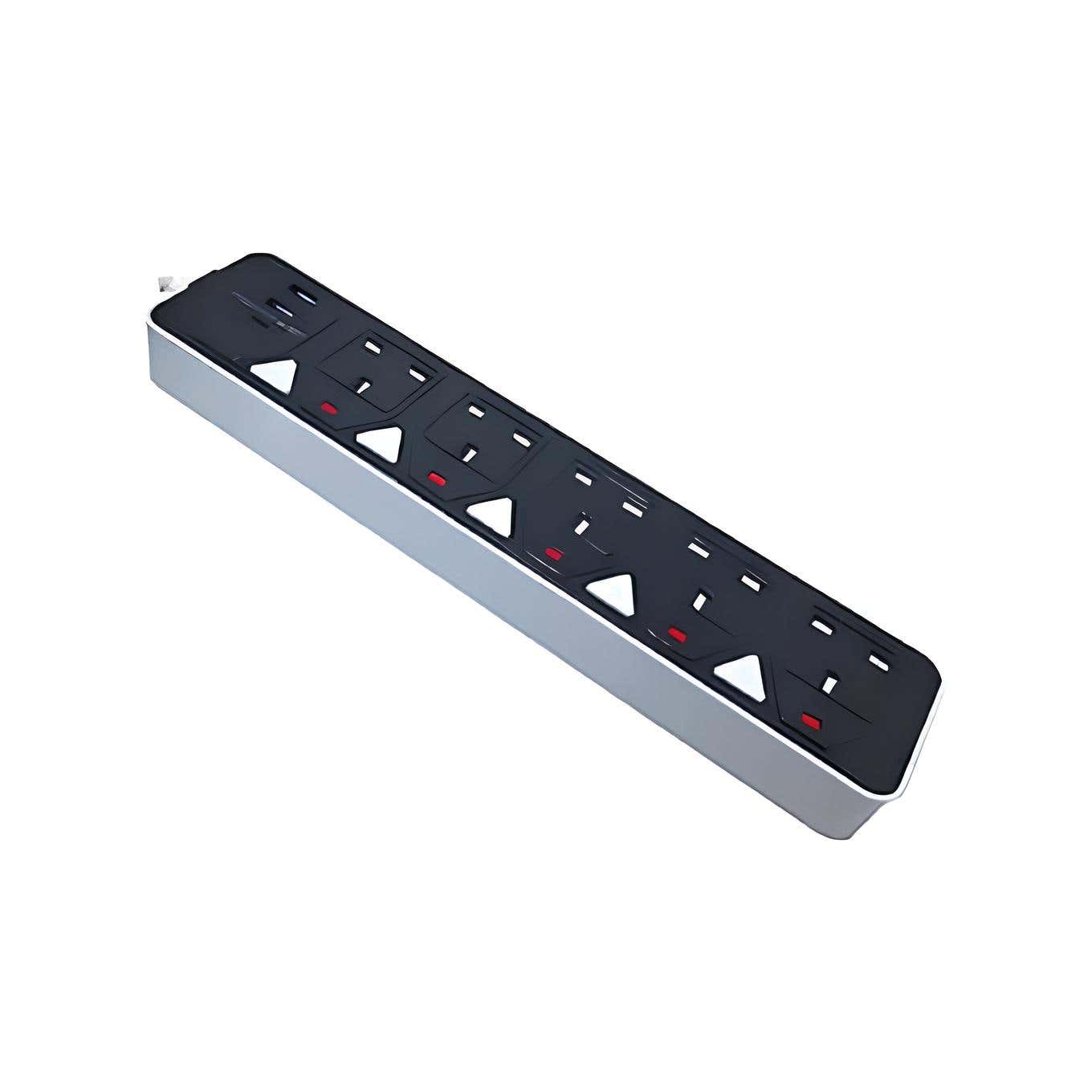 Power Strip 8935, 5 Ports, 2 USB, 1 Type C, 2m Cable - White Black