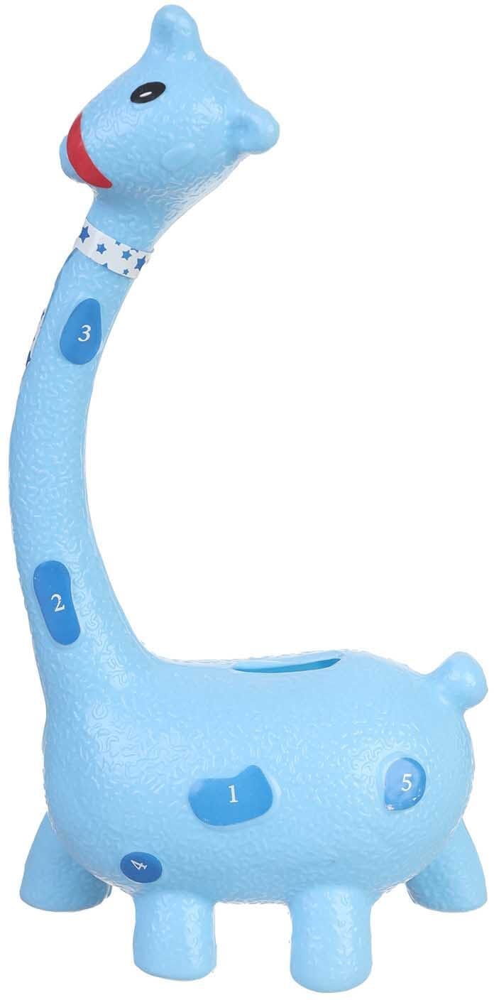Plastic Money Box, Giraffe Shape, 25 cm - Light Blue