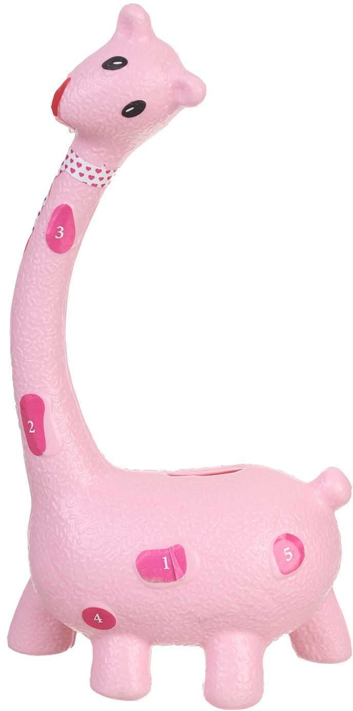 Plastic Money Box, Giraffe Shape, 25 cm - Rose