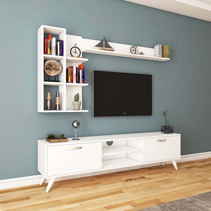MDF Wooden Tv Unit, 180X53X30 Cm - White