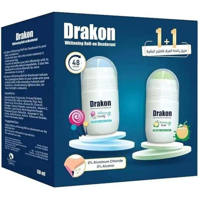 Drakon Whitening Passion Peak Deodorant Roll On 50 Ml + Whitening Lolli Pop Candy Deodorant Roll On 50 Ml