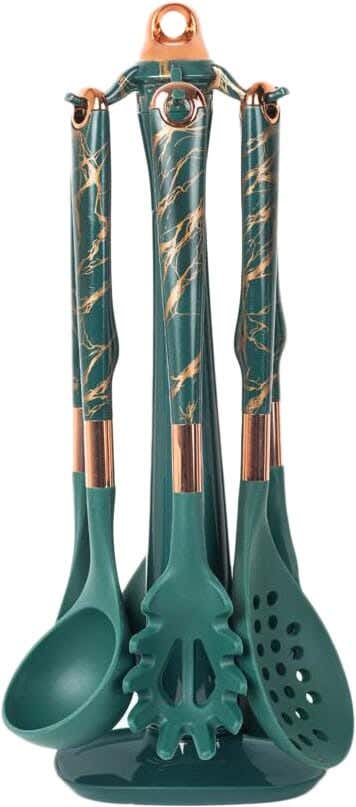 Modern Home Silicone Serving Set, 7 Pieces - Olive