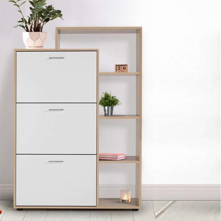 Mdf Wood Shelves And Drawers Unit, 100×125×35 Cm - White