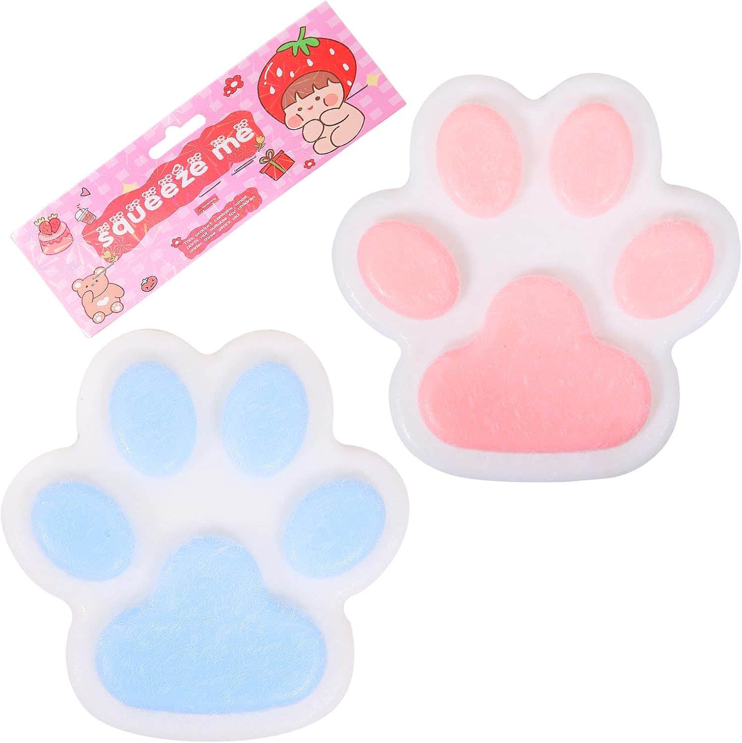 Jiacai Stress Relief Design Big Cat Paw Squishy Toy, 5.5 Inch, 2 Pieces - Pink Blue