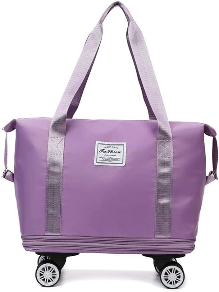 Uencounter Foldable Rolling Duffle Bag With Wheels - Purple