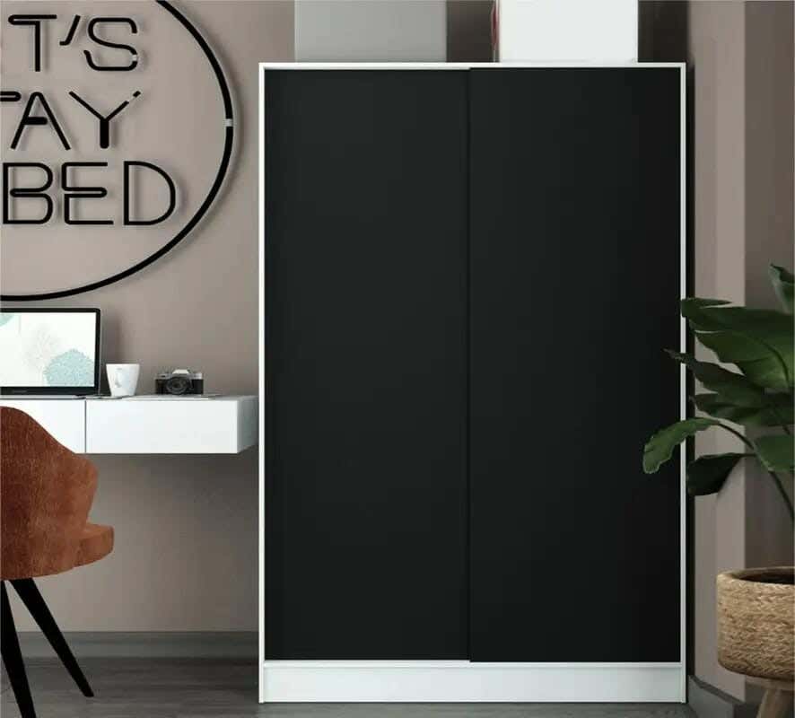 Wardrobe MDF Wood Covered With HPL Layer, 180×120×40 cm - Black White