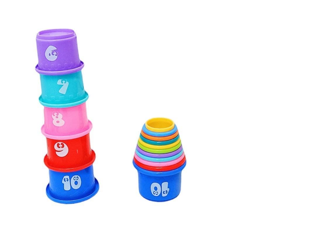 Alsafwa W46-12 Plastic Cups Stacking Toy for Unisex Children - Multicolor