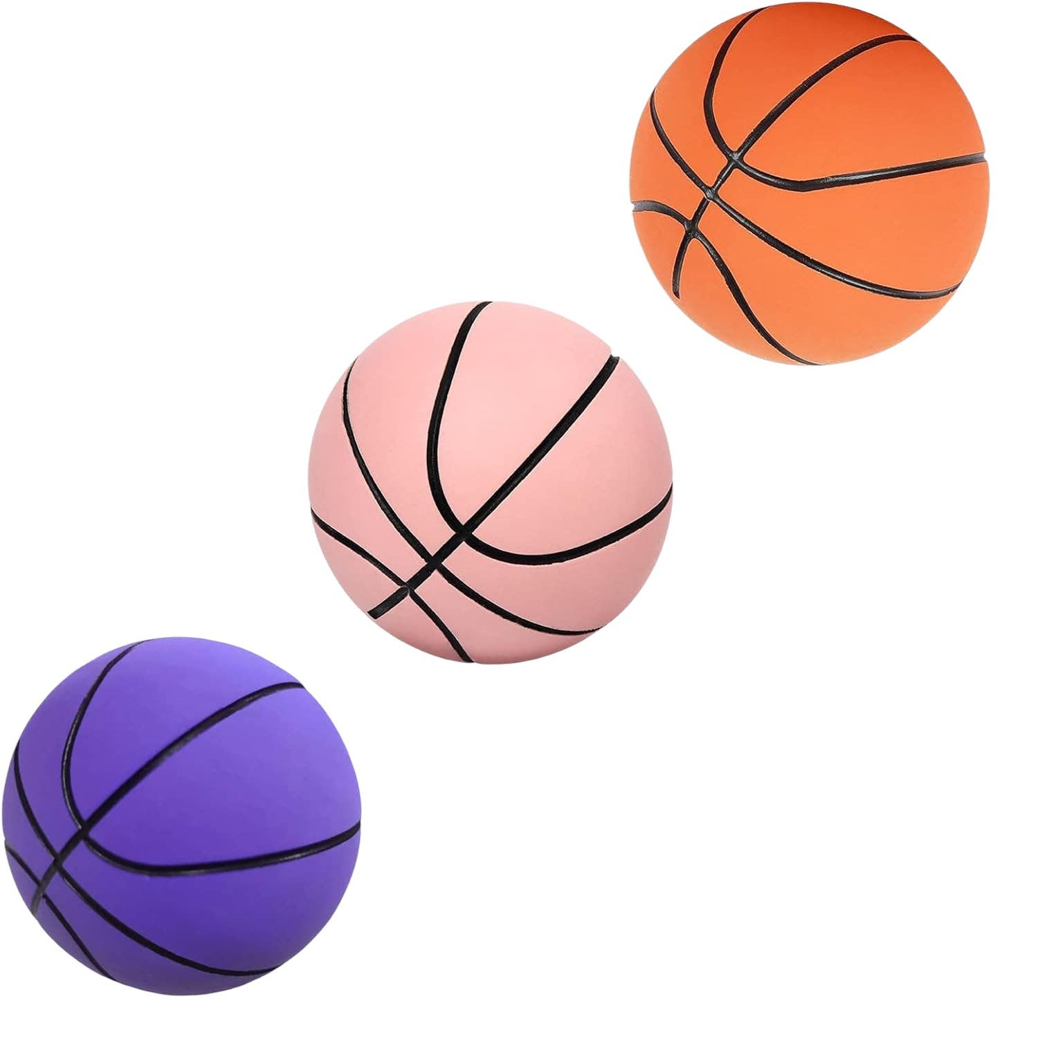 Exbrith Rubber Inflatable Basketball, 6 cm, 3 Pieces - Multicolor