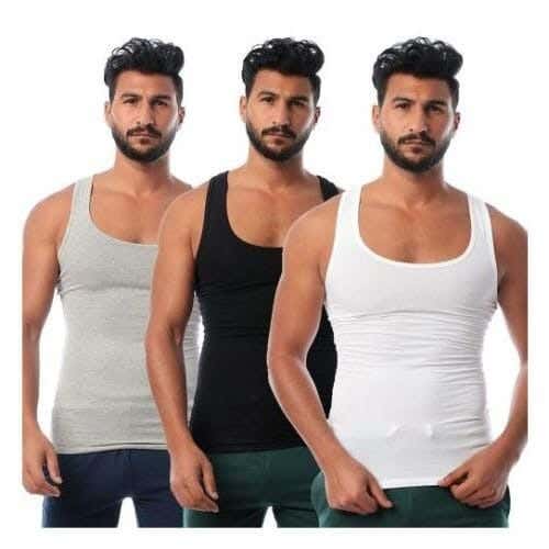 Cottonil Cotton Men Sleeveless Undershirts Set, XL, 3 Pieces - Multicolor