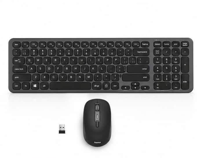 Hama Wkm-550 Multi-Device Wireless Keyboard & Mouse Combo, Bluetooth & 2.4Ghz, Black