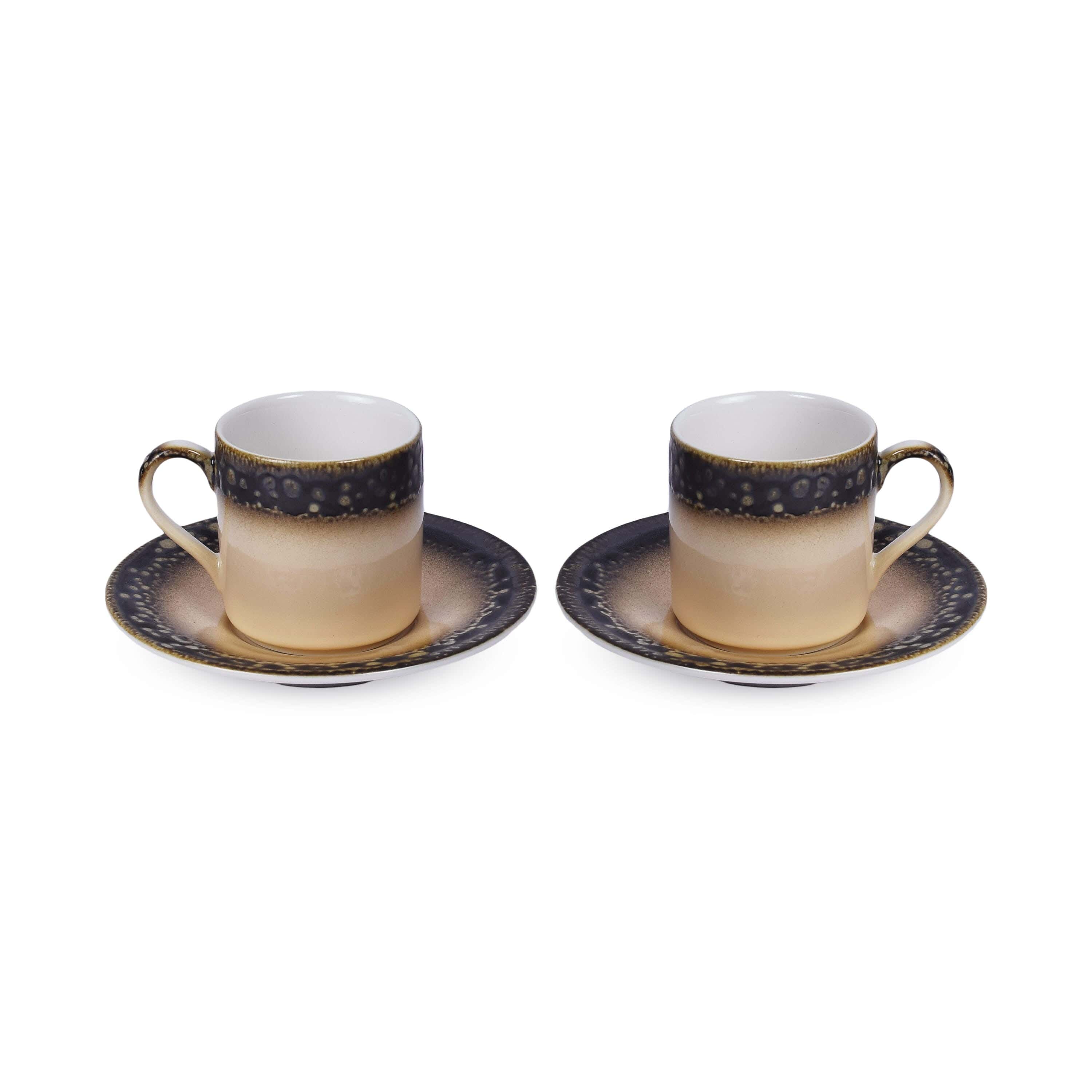 Porcelain cup set, 2 pieces - brown