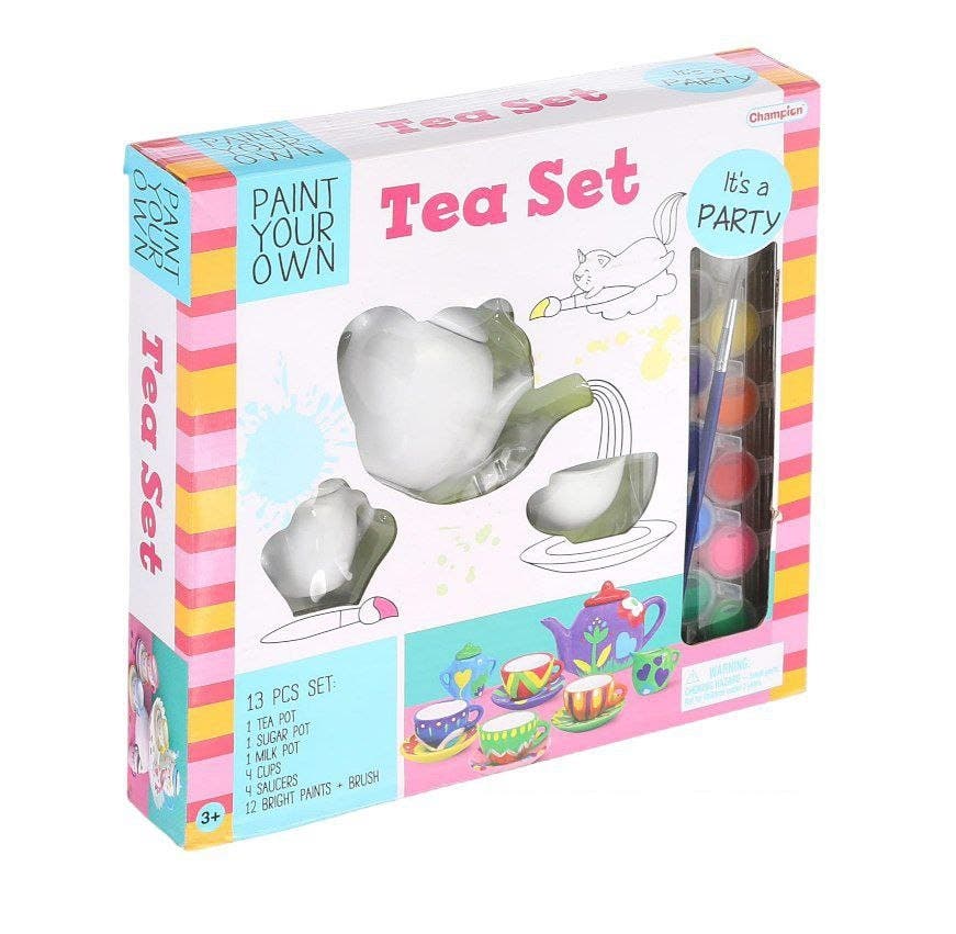 Alsafwa W50-159 Ceramic Tea Set Coloring Toy for Unisex Children - Multicolor
