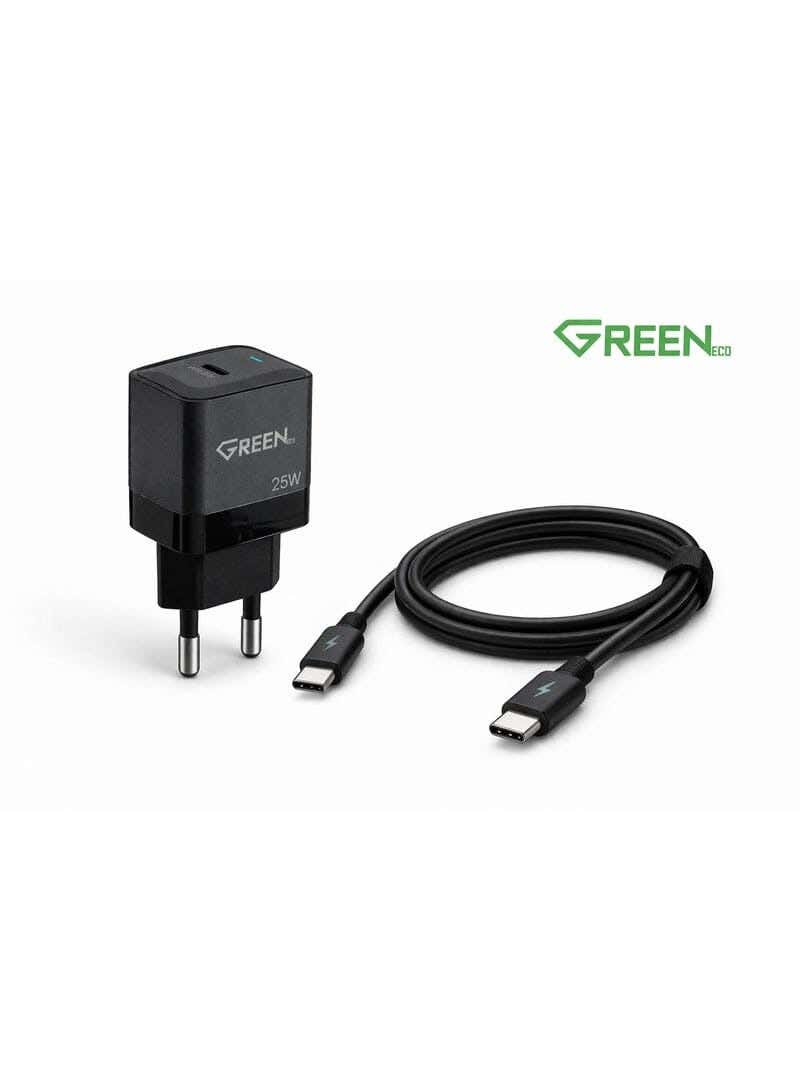 Green Wall Charger, 25W, GaN Technology, Power Delivery (PD), GE-Y015 - Green