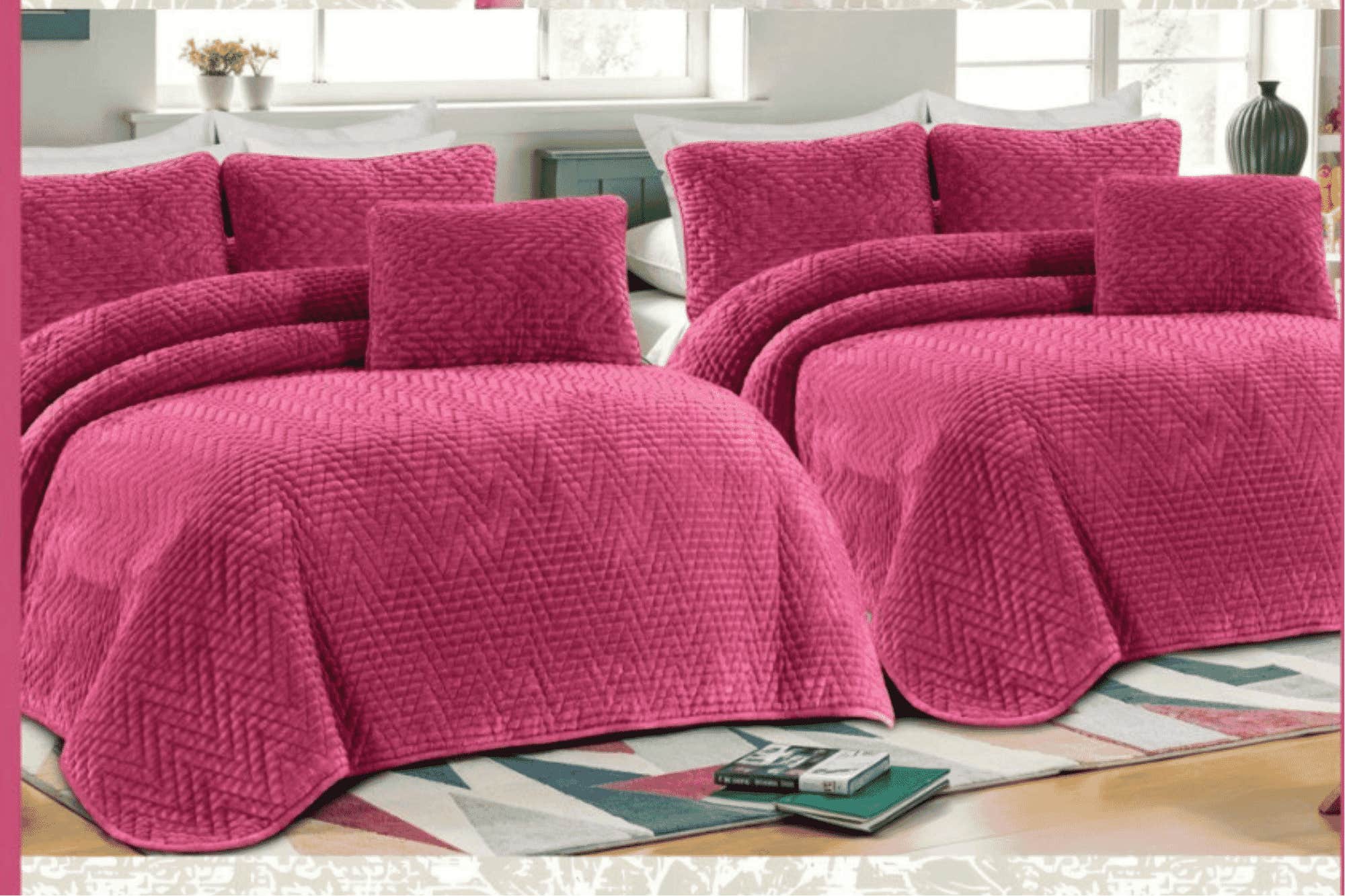 Remas children's coverlet, 240x180 cm, botnet striped fur - burgundy