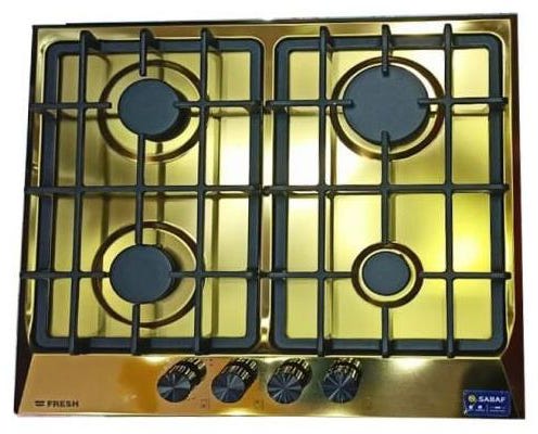 Fresh Built-In Gas Stove, 4 Burners, 60 Cm - Gold