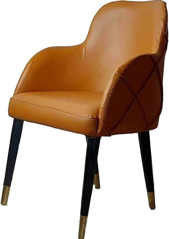 Leather Padded Modern Chair, 80x45x50 cm - Brown
