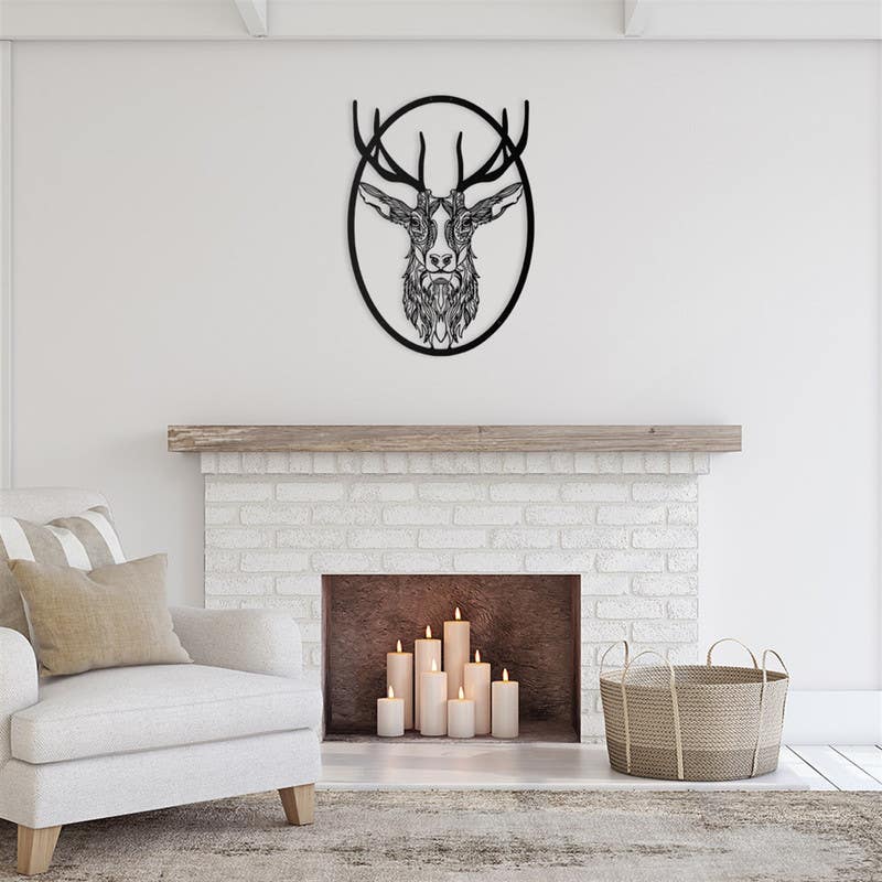 Decorative Wall Hanging, MDF Wood, 86×105×0.5 - Black