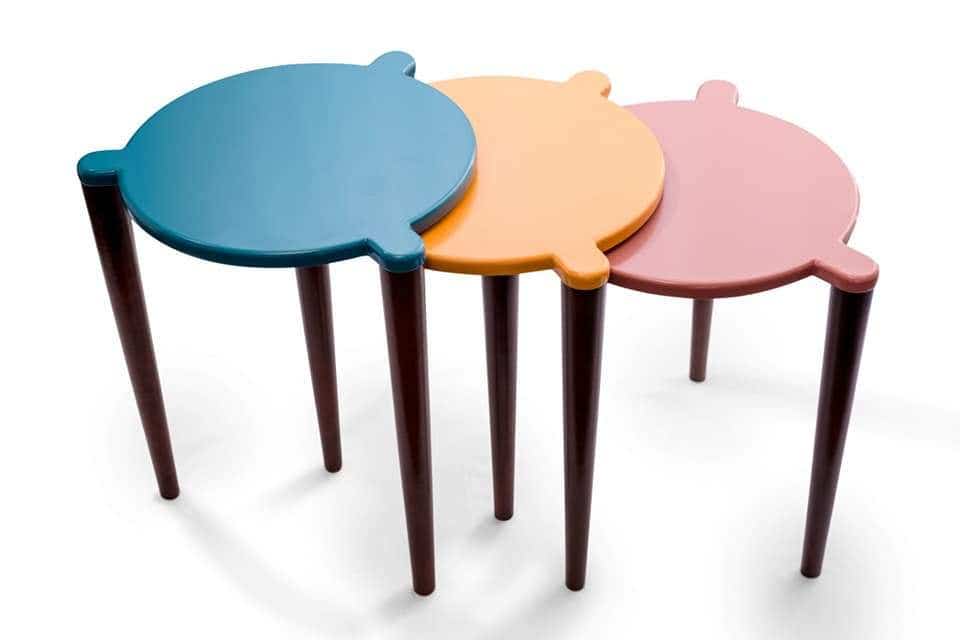 Beech & Counter Wood Side Table Set, 3 Pieces - Multicolor