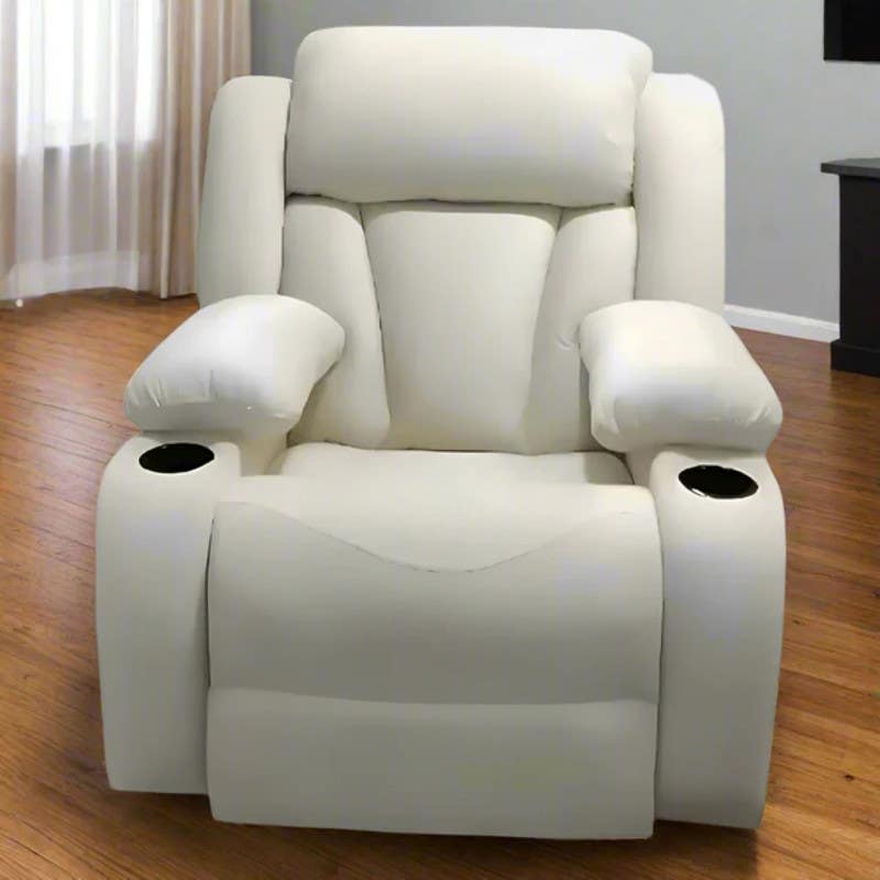 Lazy Boy Chair, 3-Motion Mechanism, 100x90x105 cm, Beech Wood - White