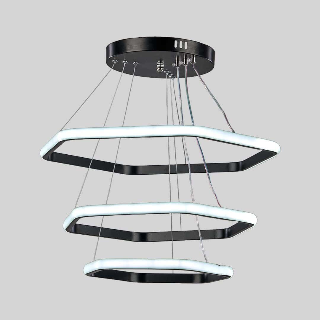 Modern LED chandelier, 45 cm, white, yellow and warm - black