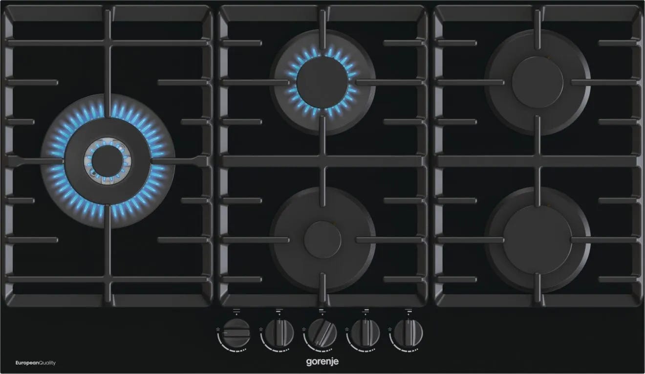 Gorenje Gw951Mb Built In Stove, 90 Cm, 5 Burners - Black