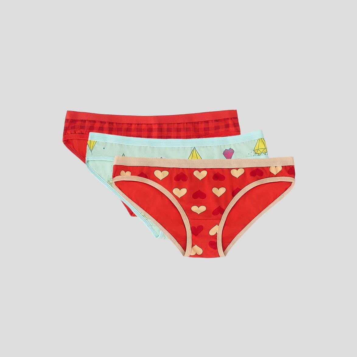 Dice Women's Underwear Set, Cotton, 3 Pieces, M - Multicolor