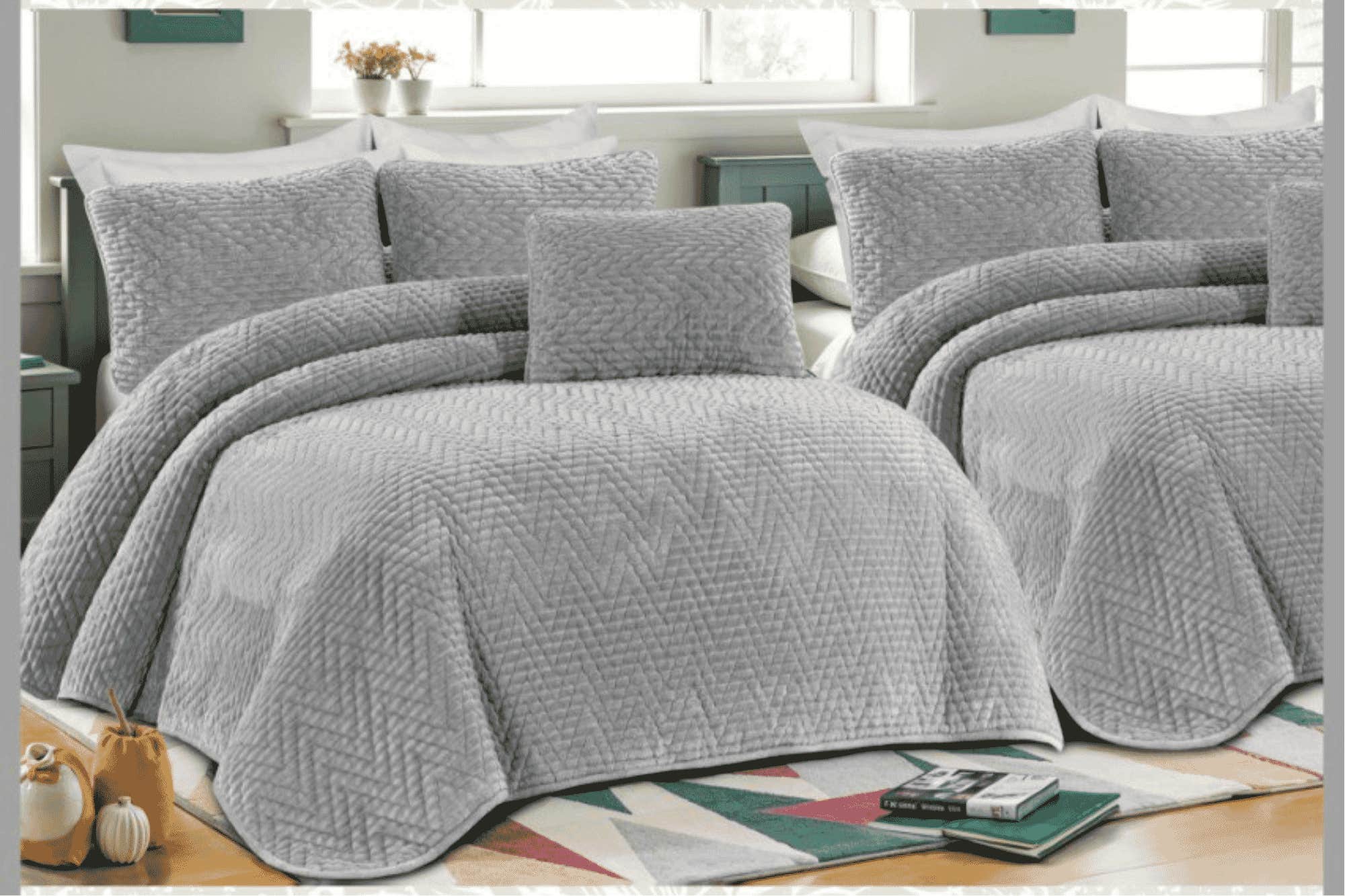 Rimas baby blanket, 240x180cm, striped fur quilted - gray