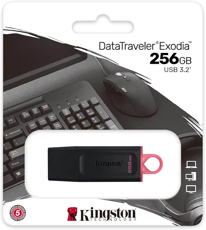 Kingston Flash Memory, 256 GB, DTX/256GB, USB - Black