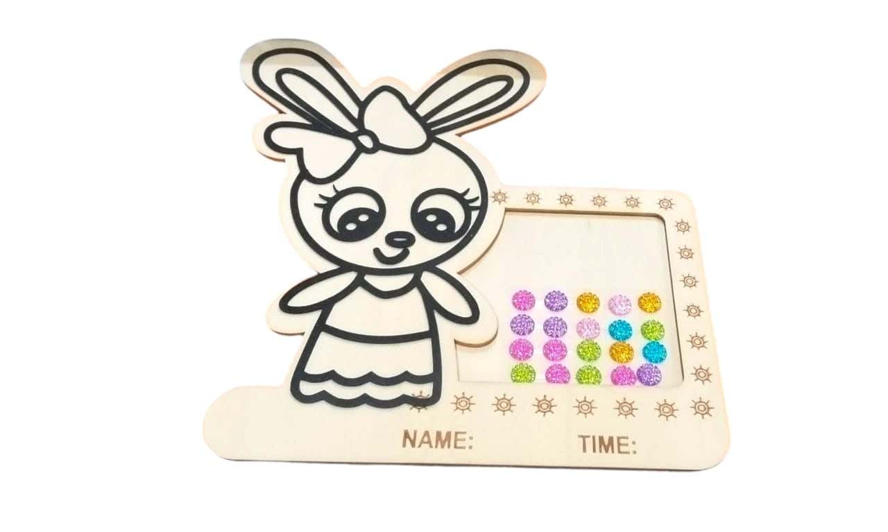 Alsafwa W50-81-2 Rabbit Wooden Coloring Frame for Unisex Children - Multicolor