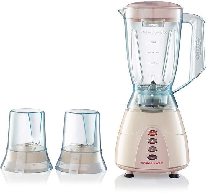 Tornado MX5200/2 Electric Blender, 500 Watt, 1.5 Liter, 2 Mills - Off White