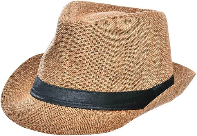 Classic Fedora Hat With Flat Top And Strip For Unisex - Brown