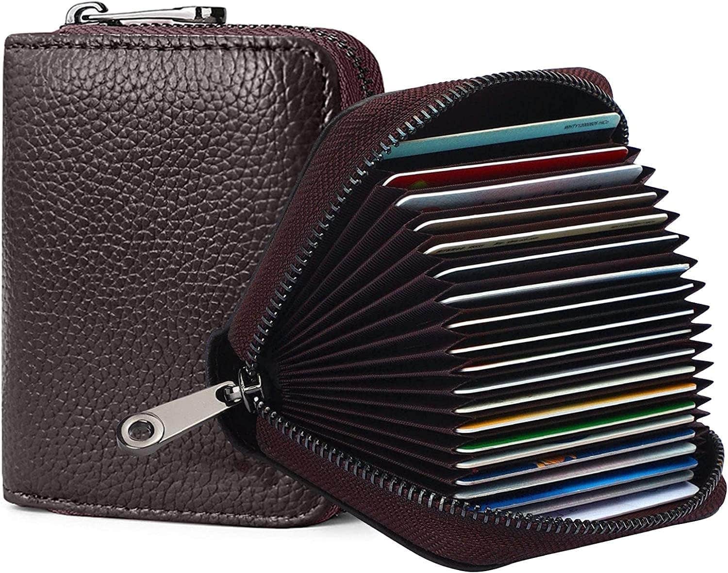 FATFA Leather Credit Card Holder, 18‑Card - Brown