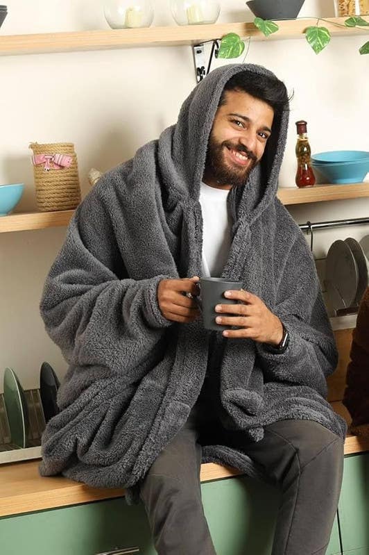 Blanket fur jacket, one size, unisex - grey