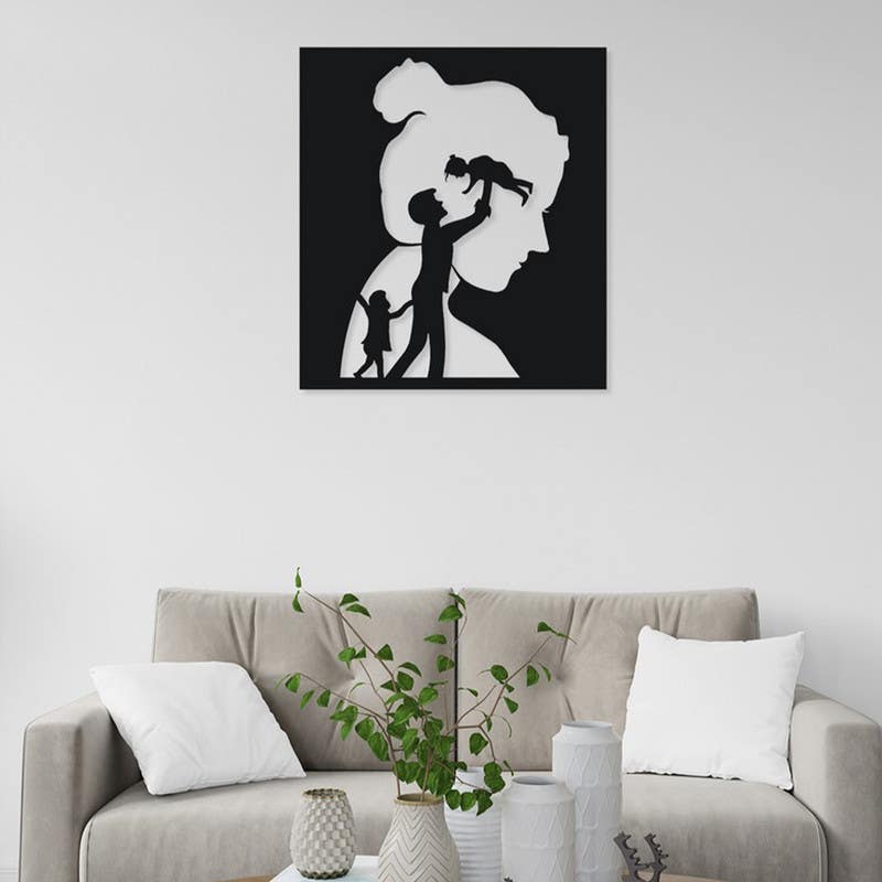 Decorative Wall Hanging, MDF Wood, 53×60 - Black