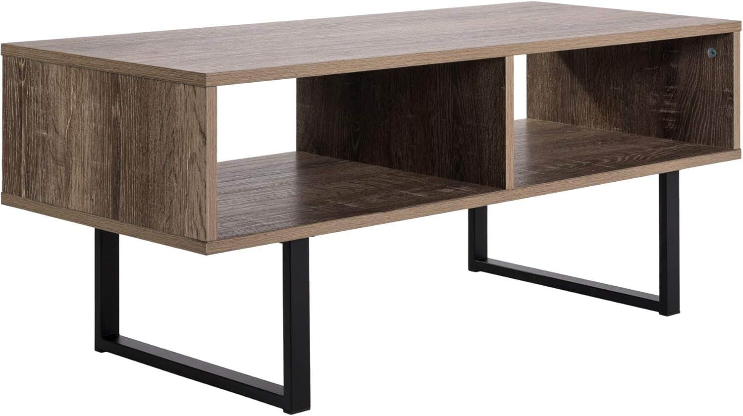 MDF Surface Metal Console Table, 55×120×40 Cm - Brown