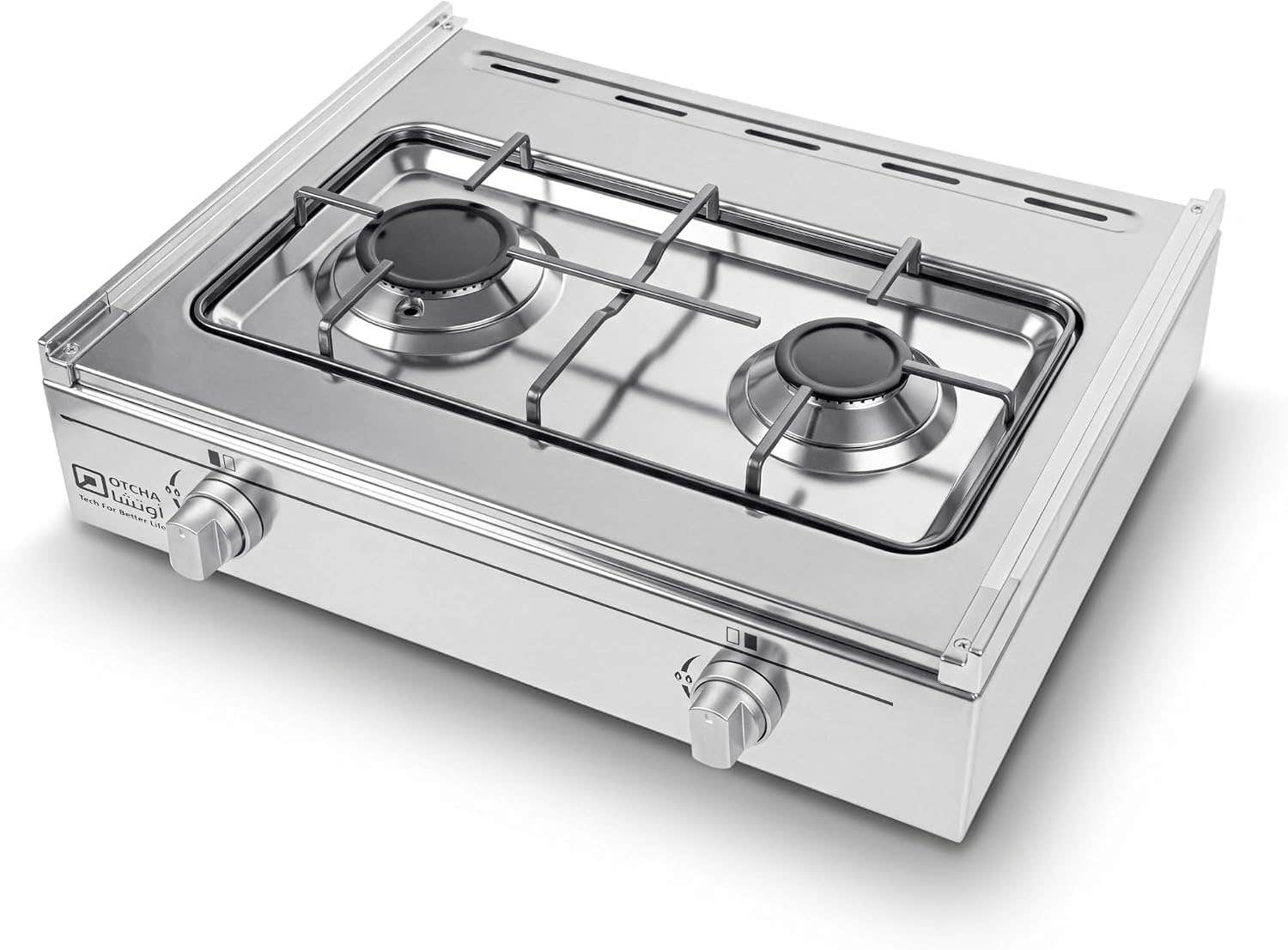 Ocha Gas Hob, 53x42 cm, 2 Burners, Classic Stove Mini-ING - Silver